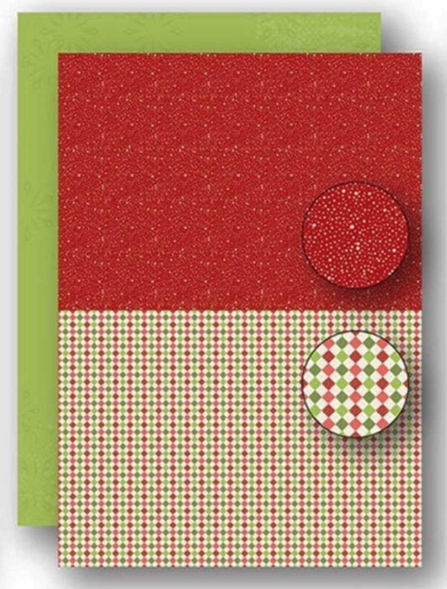 NEVA065 A4 Nellie Snellen - knutselpapier kaarten scrapbook pakket 5 vel achtergrond papier - achtergrondvellen - kerstmis rood - Christmas red dots